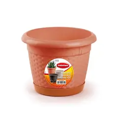 POLINPLAST - Maceta de plástico Garden Deluxe #7 con Base Color Cerezo 35.5x28x