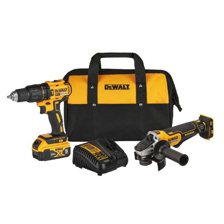 Taladro Percutor 1/2" + Esmeril Angular 4 1/2" + 1 Batería 5.0Ah Atomic DCK248P1 DeWALT