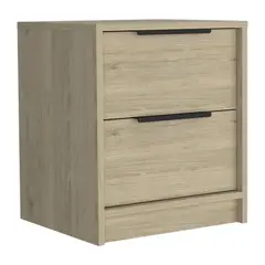 TUHOME - Velador Kaia 2 Cajones Rovere/Blanco Marquez