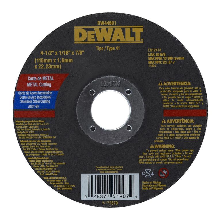 Disco Abrasivo Acero 4 1/2 x 1/16