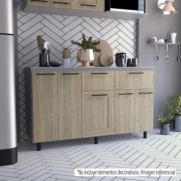 Modulo Meson Inferior Cocina Hasselt Gris Rovere