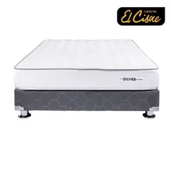 EL CISNE - Cama Pocket Silver 1.5 Plazas + Colchón + 2 Almohadas