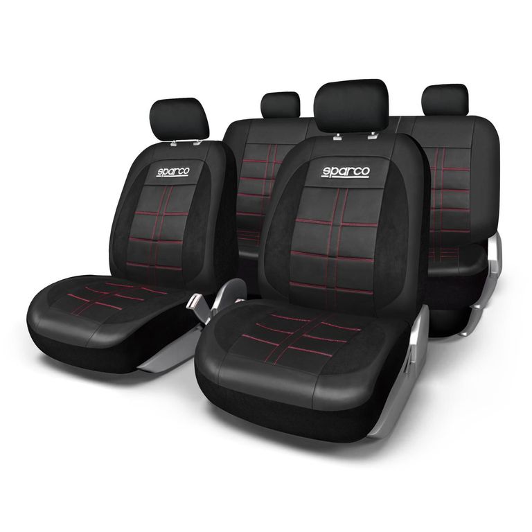 Set Funda de Asiento Sparco Negro/Rojo de Pvc