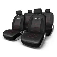 SPARCO - Set de Fundas para Asiento de Autos Negro/Rojo de Pvc