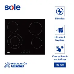 SOLE - Cocina empotrable Eléctrica 3120SOLCO071 X4 Quemadores