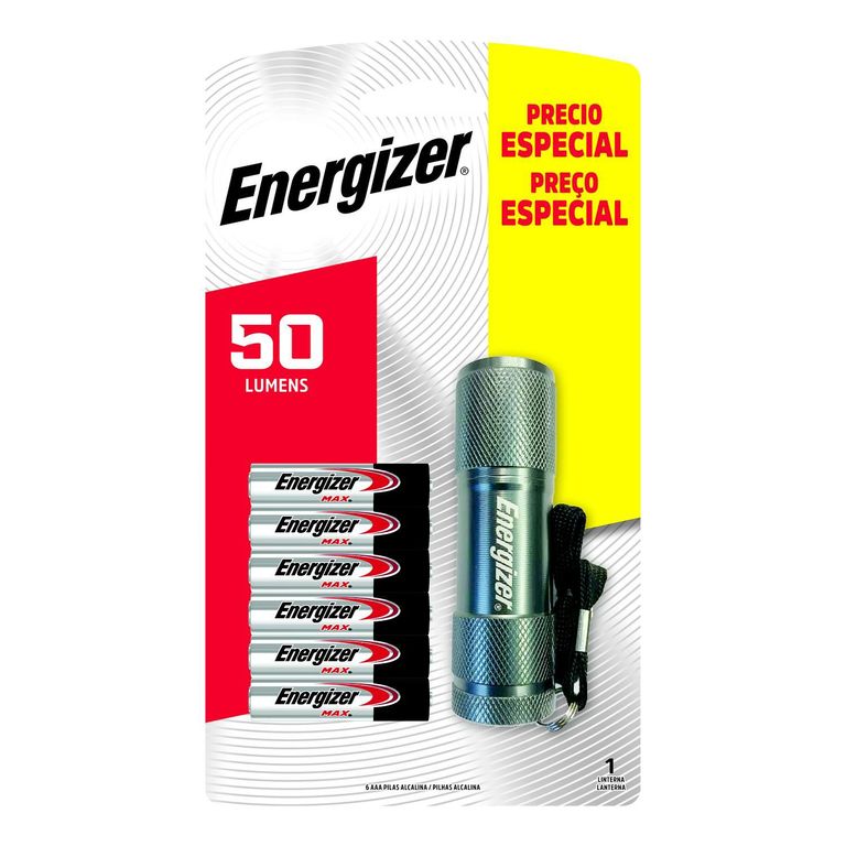 Linterna Energizer Metal Light 50LM + 6 Pilas AAA