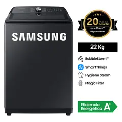 SAMSUNG - Lavadora 22 kg Negro Carga Superior WA22A8377GV/PE