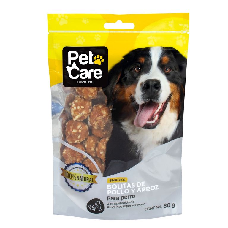 Pet Care Snack para Perros Bolitas de Pollo y Arroz 80gr