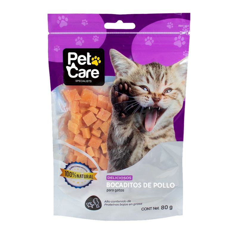 Pet Care Snack para Gatos Bocaditos de Pollo 80gr