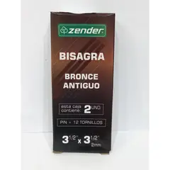 ZENDER - Bisagra de Bronce Antiguo 3.5x3.5" x 2 und