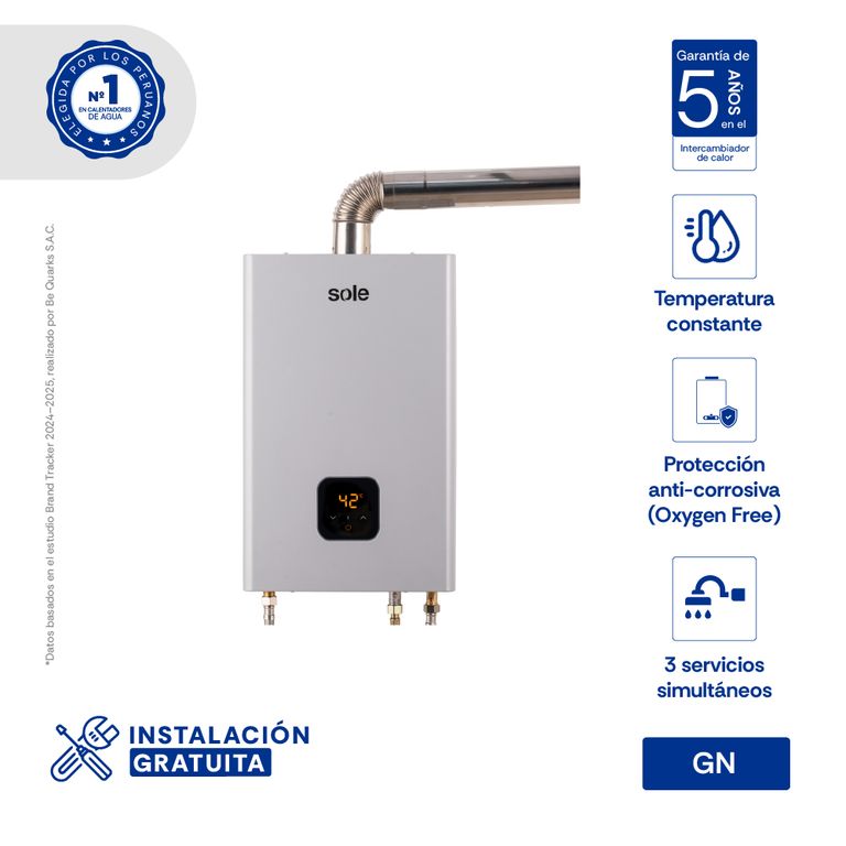 Terma a Gas GN Sole Tiro Forzado 14 LT con Accesorios