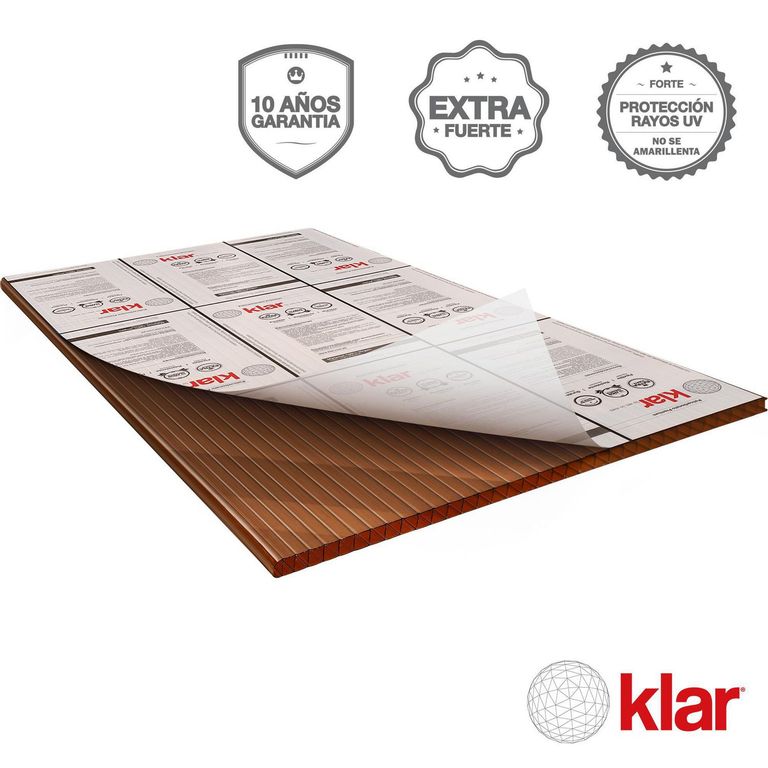 Plancha de Policarbonato Alveolar KLAR 6 mm 1.05 m x 2.9 m BRONCE