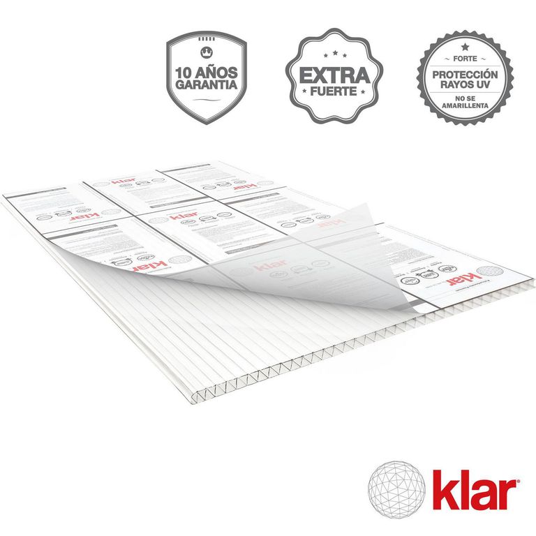 Plancha de Policarbonato Alveolar KLAR 6 mm 2.1 m x 5.8 m BLANCO