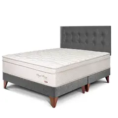 PARAISO - Dormitorio Europeo Royal Prince Queen Gris + 2 Almohadas + Protector