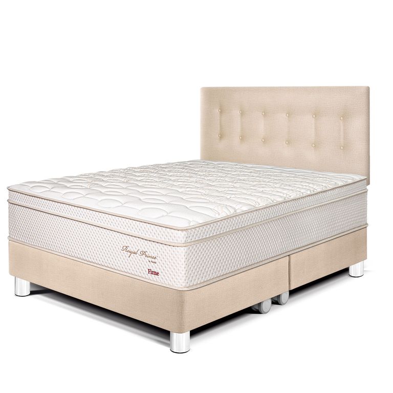 Dormitorio Royal Prince Firme Queen Champagne + 2 Almohadas