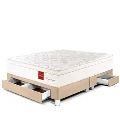 PARAISO - Cama con Cajones Royal Prince King Champagne + 2 Almohadas + Protector