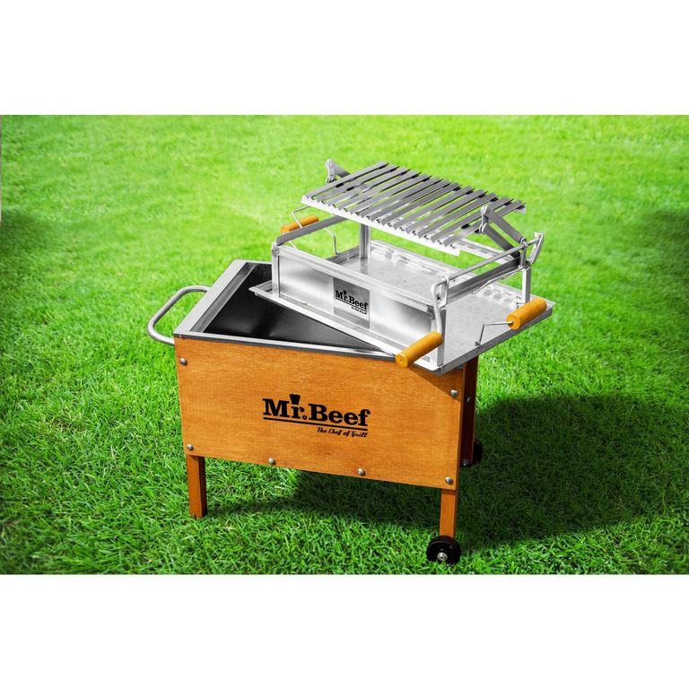 Caja China de Acero Inoxidable Junior 60x40x70cm Premium Caoba + Parrilla de Levante
