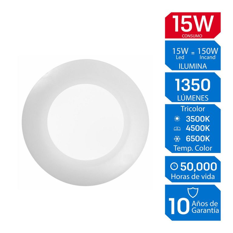 Spot Tricolor 15W 12.5cm Blanco