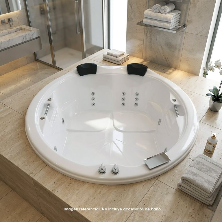 Tina Hidromasaje Circular Malibu 176x59cm Blanca