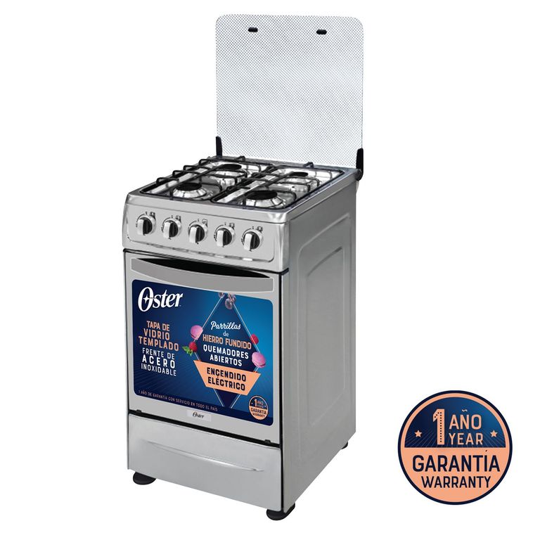 Cocina Oster a Gas 4 Hornillas OS-PGSC20G4HTSS Plateado