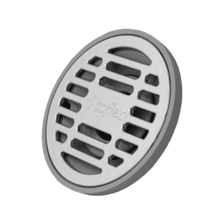 Coladera Redonda de Abs Gris Con Rejilla Cromada