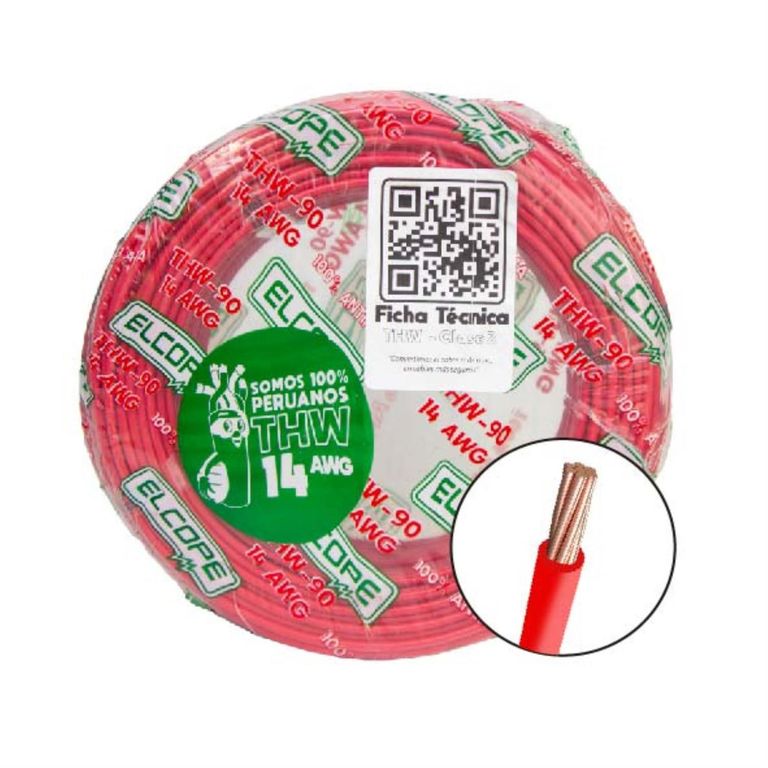Cable THW 14 AWG Elcope Rojo 50 Metros