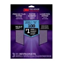 3M - Pack x3 Lija Grano n 100 Lijado Medio
