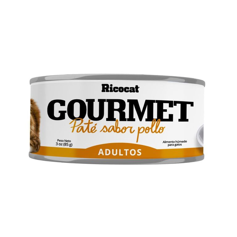 Ricocat Gourmet Adultos Alimento Gatos 3oz Pate con Pollo