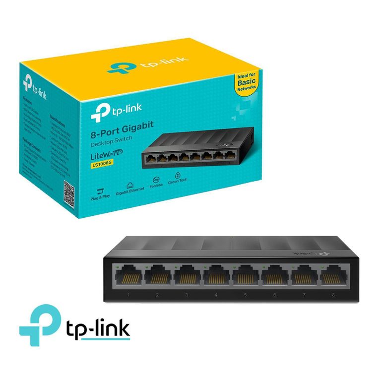Switch TP-Link LS1008G Con 8 Puertos 10/100/1000 Mbps