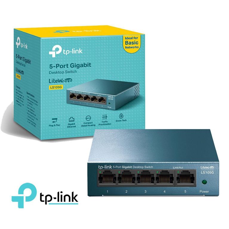 Switch TP-Link LS105G Con 5 Puertos 10/100/1000 Mbps