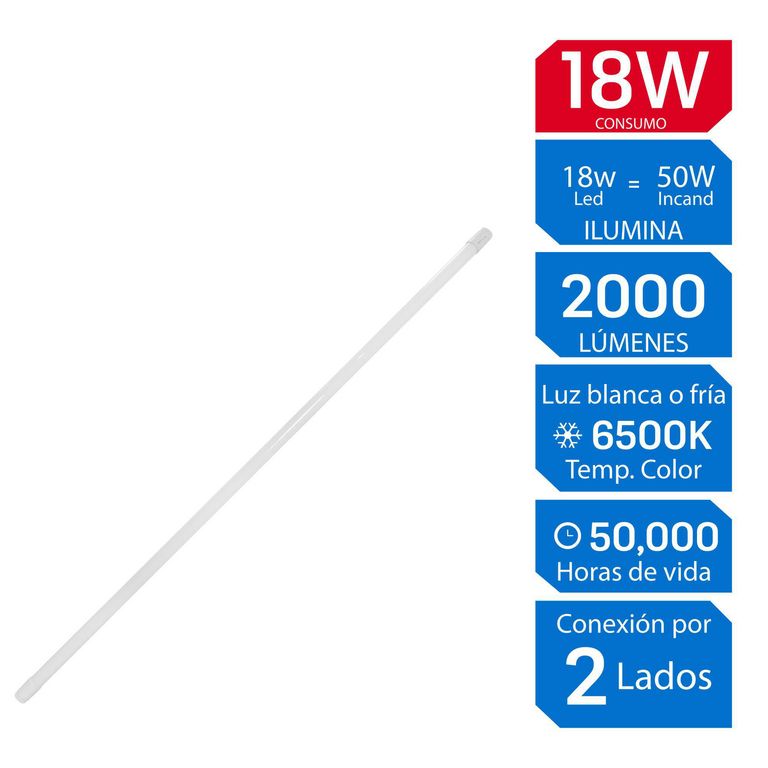 Tubo Fluorescente LED 2 Polos 18W