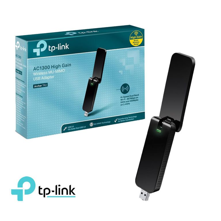 Adaptador TP-Link Usb Inalámbrico 2 Bandas Archer T4U Ac1300