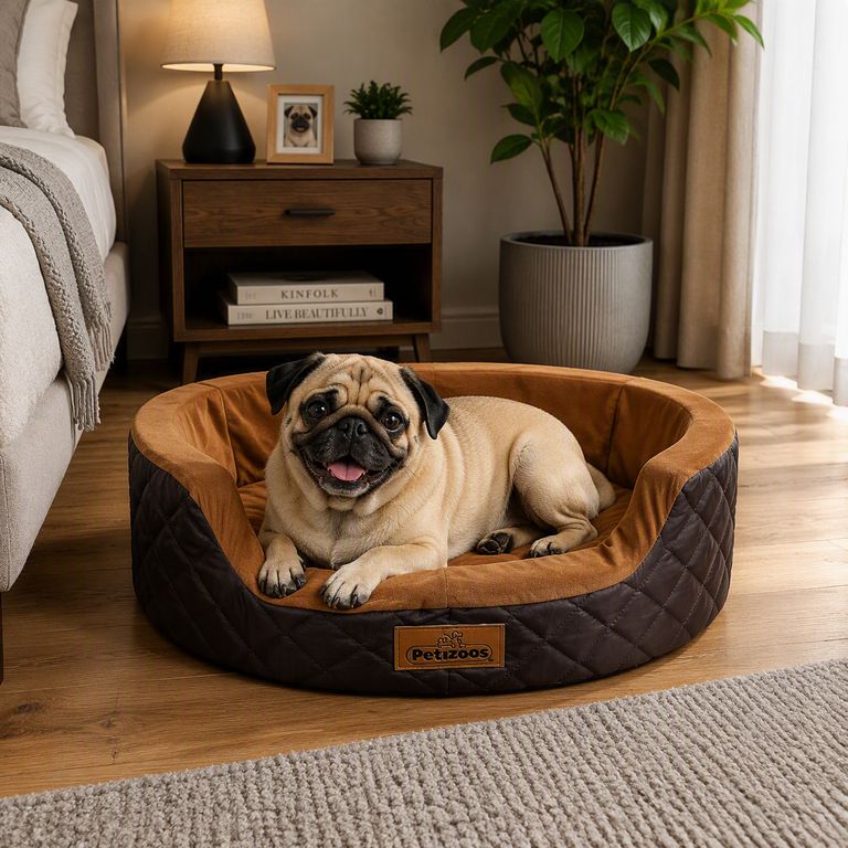 Cama de Algodón para Perros raza pequeña / mediana 58 x 62 x 14 cm color Marrón
