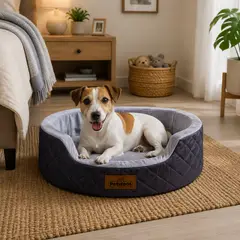 PETIZOOS - Cama de Algodón para Perros raza pequeña / mediana 58 x 62 x 14 cm color Gris