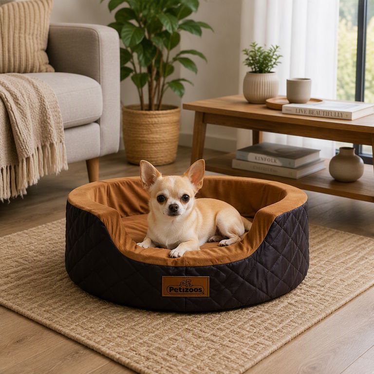 Cama de Algodón para Perros de raza pequeña 38 x 40 x 14 cm color Marrón