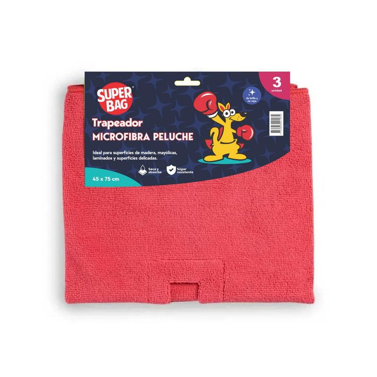 Trapeador De Microfibra Peluche Superbag X3 Unid