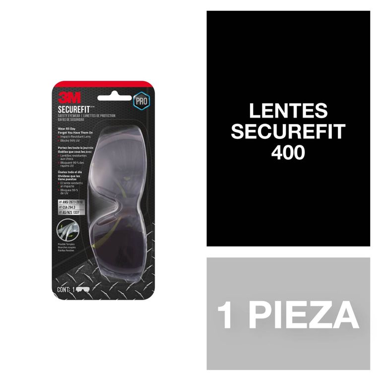 Lentes de Seguridad 3M Securefit 400 Claro