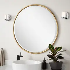 AMERICAN FURNITURE - Espejo de Baño Circular con Marco Oro