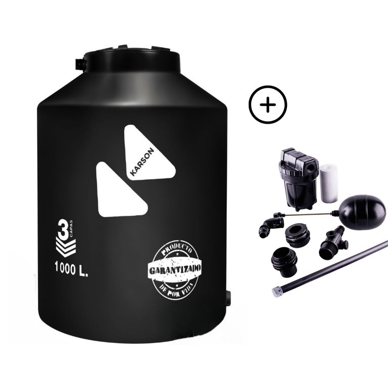 Tanque de Agua Negro Karson 1000 L + Accesorios