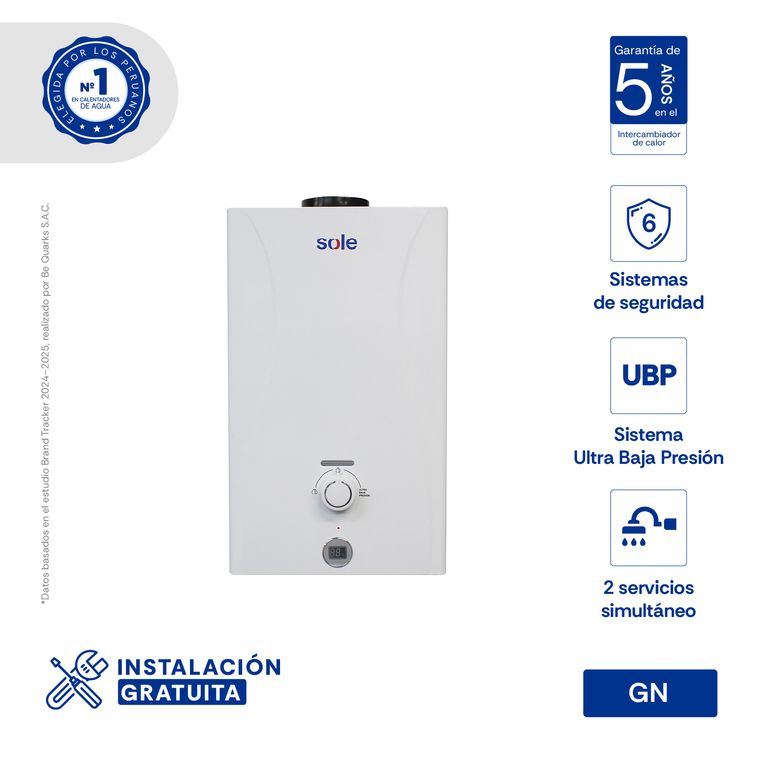 Terma a Gas GN Sole Control Total 10 LT con Accesorios