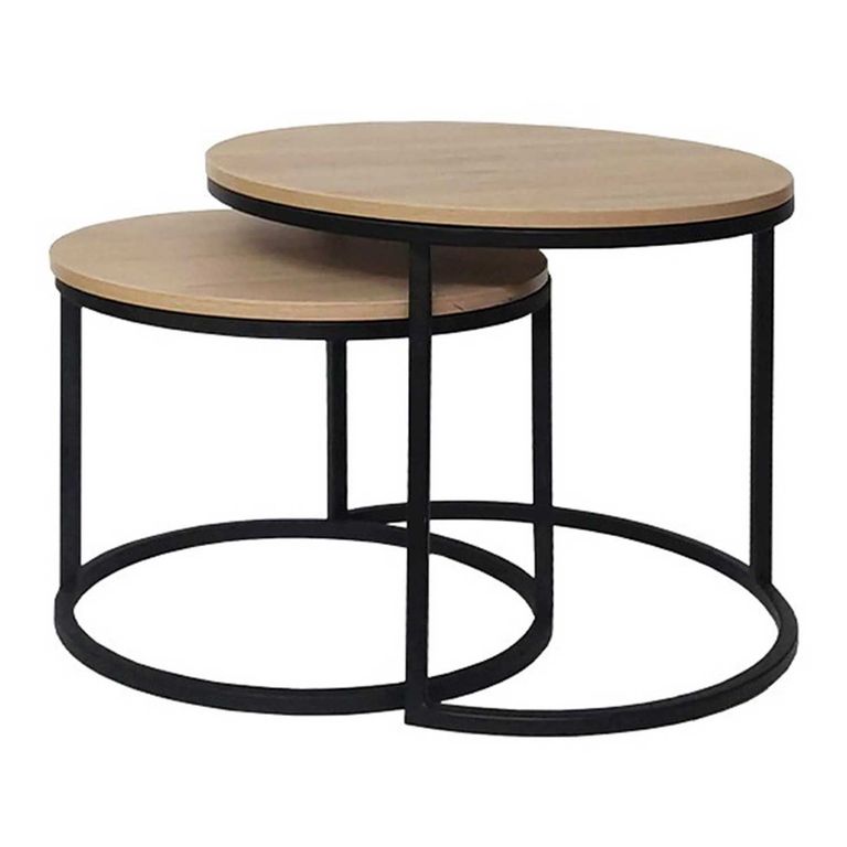 Set 2 Mesas de Centro Aster Negro/Rovere