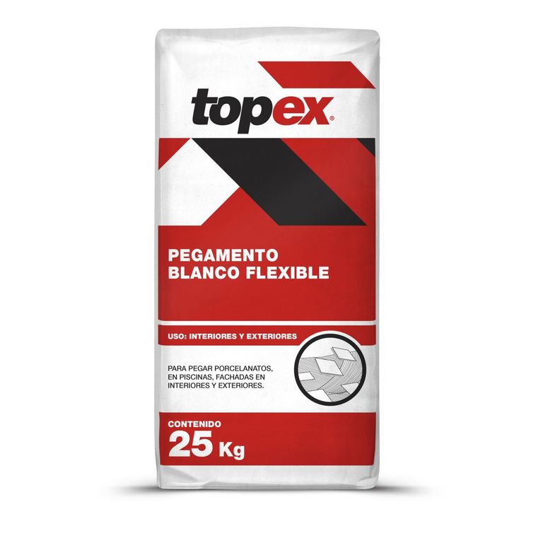 Pegamento para Porcelanatos Topex Blanco Flexible 25kg