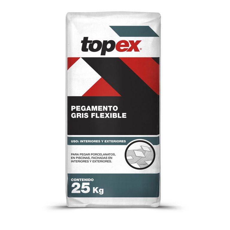 Pegamento para Porcelanatos Topex Gris Flexible 25kg