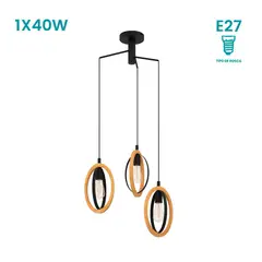 EGLO - Lámpara Colgante Basildon E3L E27 Eglo Negro