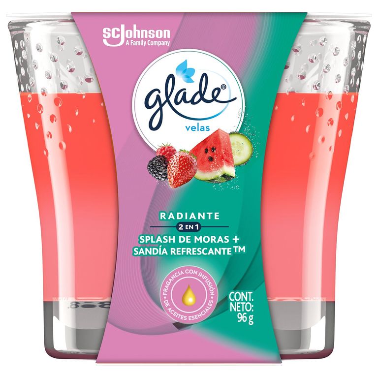 Ambientador Glade En Pote Radiante Splash De Moras Y Sandía Refrescante 96Gr