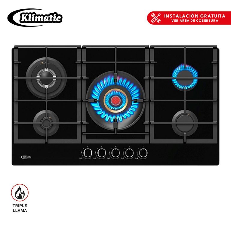Cocina Empotrable a Gas 5 Hornillas Klimatic VULCANO