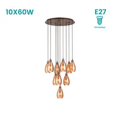 EGLO - Lámpara Colgante Siracusa 10L E27 Café/Marrón