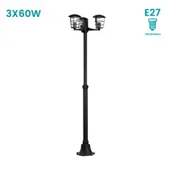 EGLO - Lámpara de Pie Aloria 3L E27 Negro