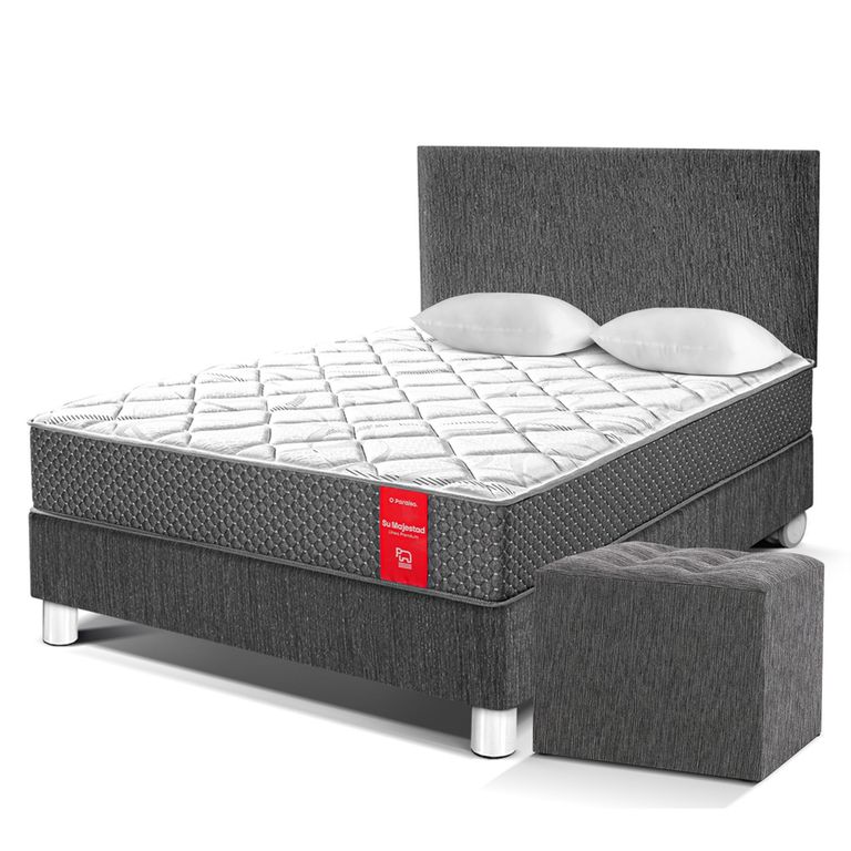 Dormitorio Su Majestad 2 Plazas + 2 Almohadas + Protector + Puff