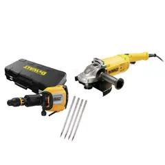 DEWALT - Martillo Demoledor SDS MAX Dewalt  1700W BRUSHLESS + 4 Puntas D25911K-K1 + Amoladora Angular Electrica Dewalt  7" 2200W DWE491
